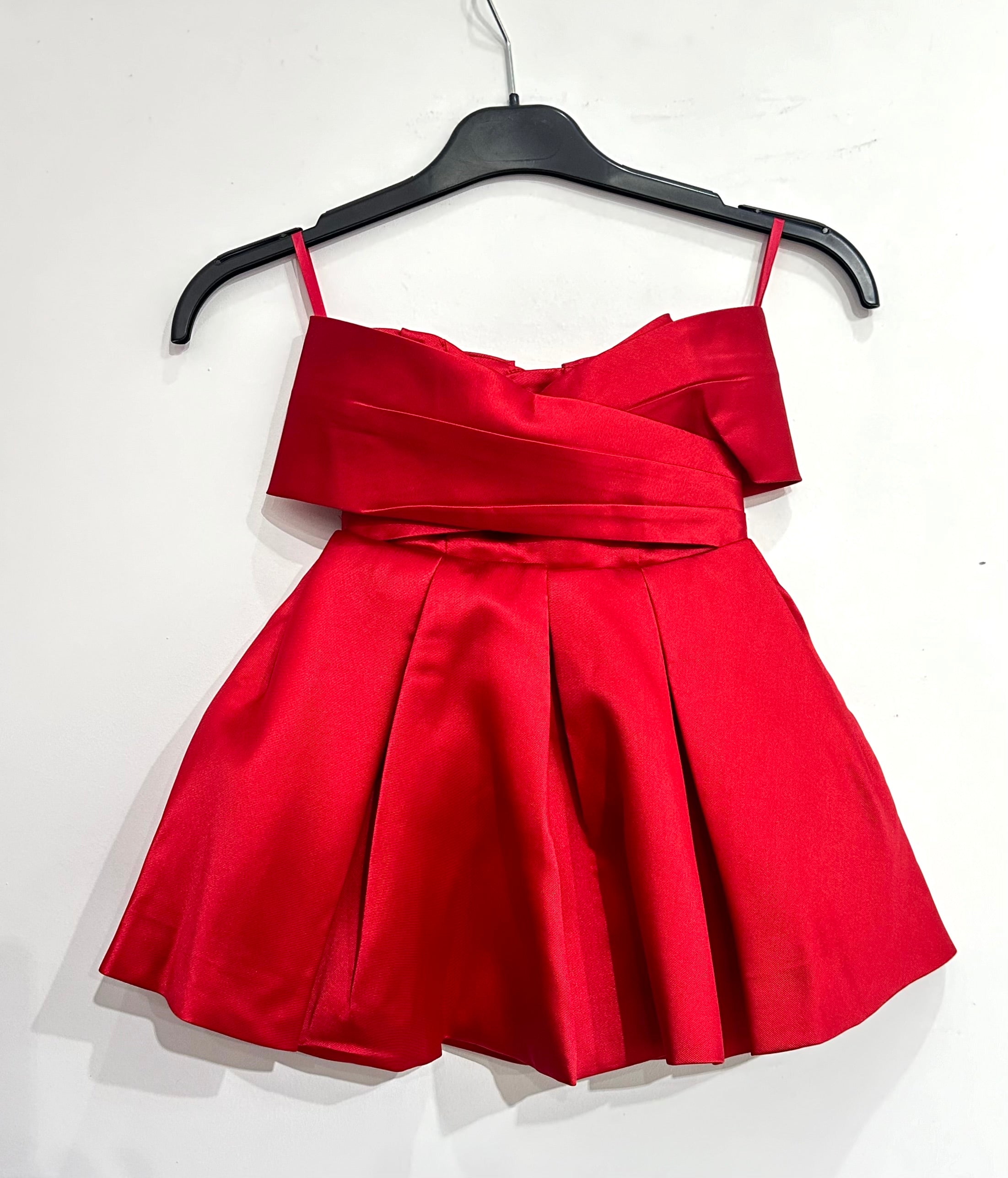 E1750- Robe satinée fille Rouge