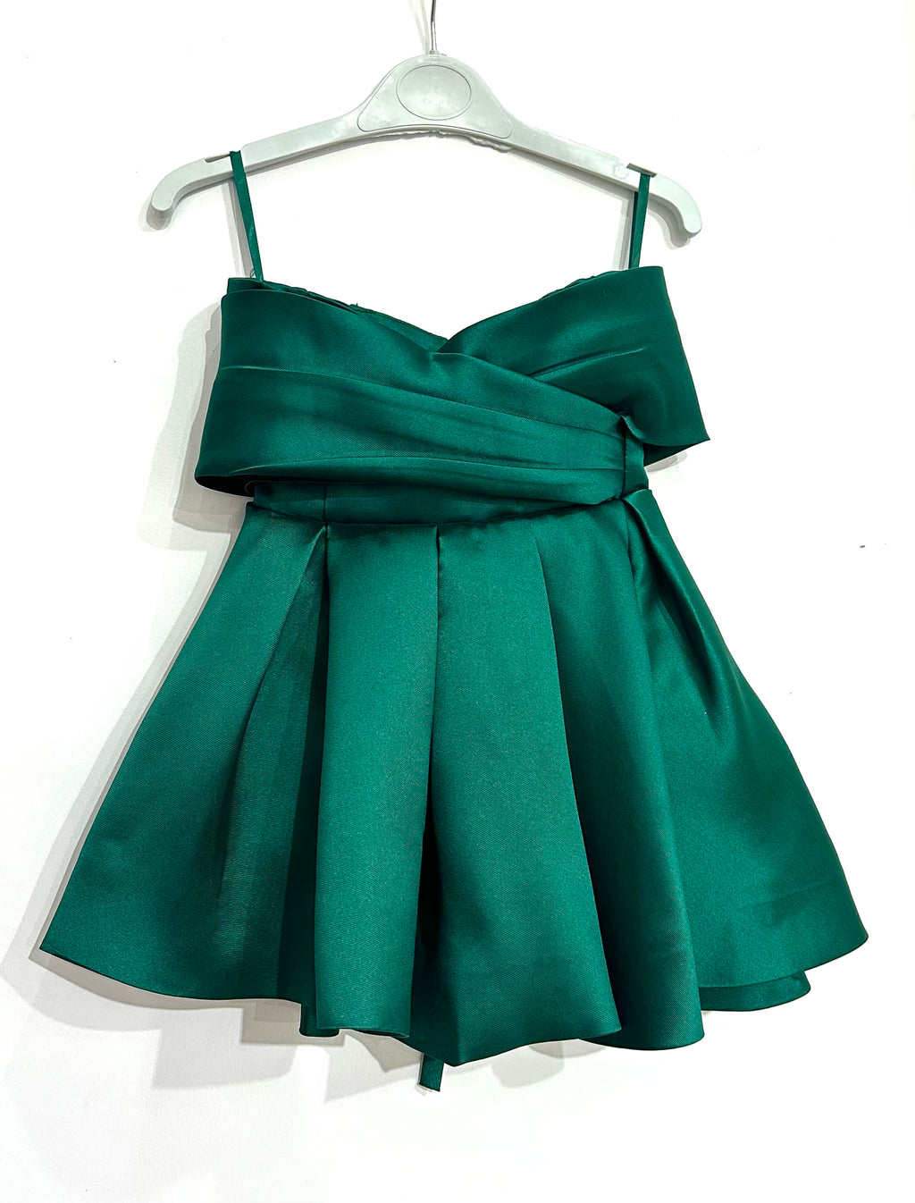 E1750- Robe satinée fille Vert émeraude