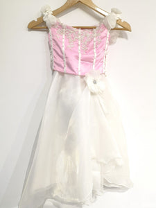 902 -Vestido formal rosa/branco